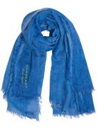 Burberry Embroidered Cashmere Cotton Scarf - Blue