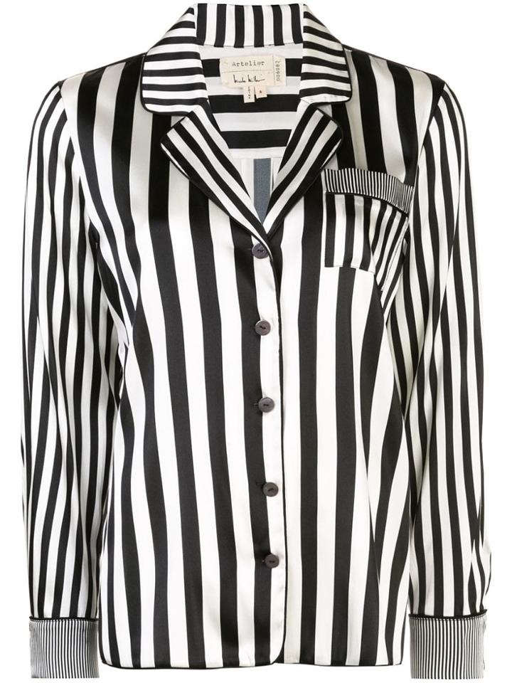 Nicole Miller Pajama Stripe Shirt - Black