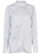 Tibi Vertical Stripe Draped Shirt - White