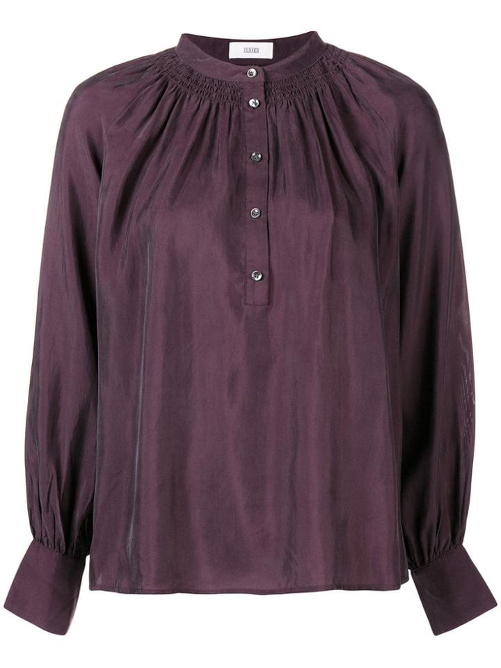 Closed Buttoned Blouse - Pink & Purple