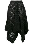 Ganni Asymmetric Perforated Skirt - Black