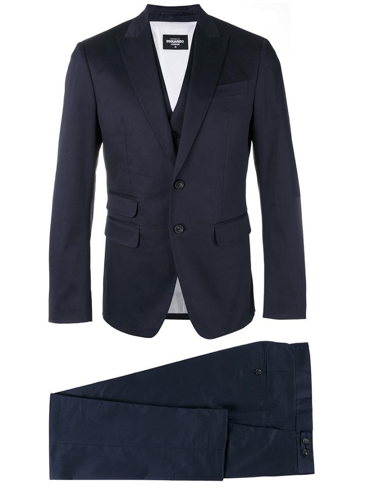 Dsquared2 - Three Piece Suit - Men - Cotton/elastodiene/polyester/viscose - 46, Blue, Cotton/elastodiene/polyester/viscose