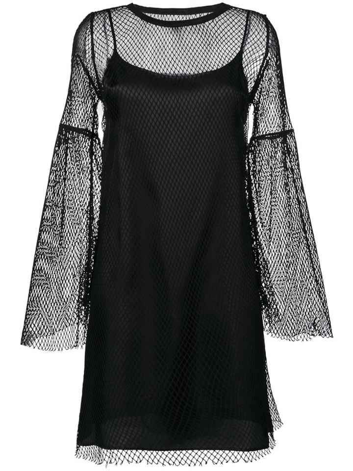 Mm6 Maison Margiela Mesh Layered Flared Dress - Black