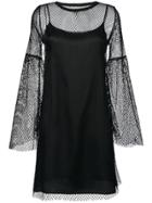 Mm6 Maison Margiela Mesh Layered Flared Dress - Black