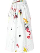 Marc Jacobs Collage Print Wrap Skirt, Women's, Size: 4, White, Cotton/spandex/elastane