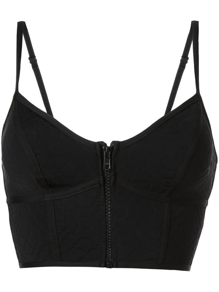 Duskii 'ochre Zip Me Up' Bustier Bikini Top, Women's, Size: 10, Black, Neoprene