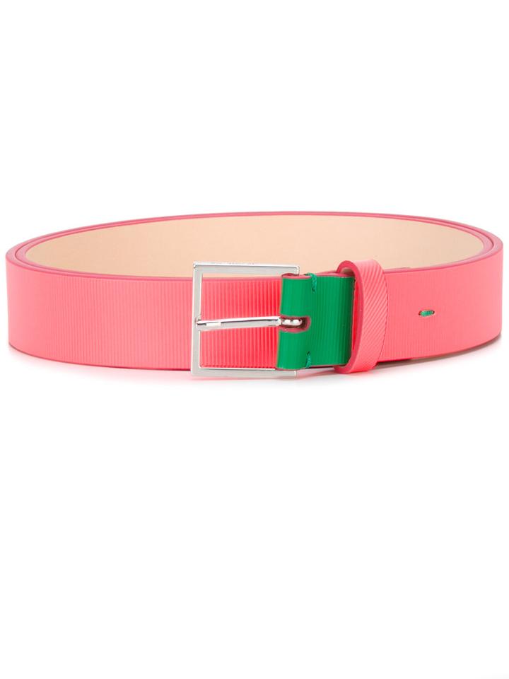 Ps By Paul Smith - Contrasting Detail Belt - Men - Calf Leather/zamac - 100, Pink/purple, Calf Leather/zamac