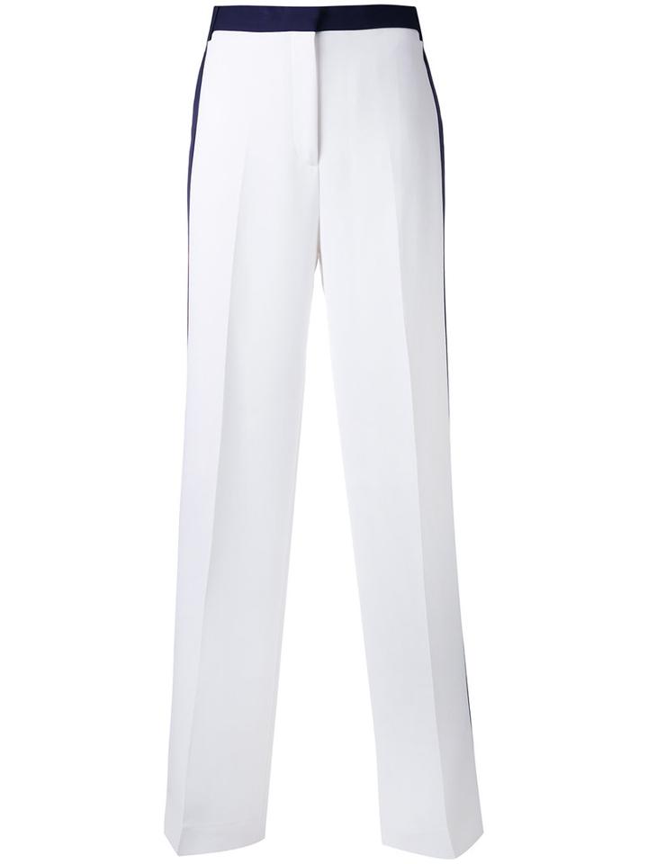 Victoria Victoria Beckham - Contrast Tailored Trousers - Women - Silk/polyester/spandex/elastane/viscose - 10, White, Silk/polyester/spandex/elastane/viscose