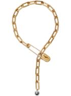 Burberry Crystal Daisy Kilt Pin Gold-plated Link Drop Necklace -