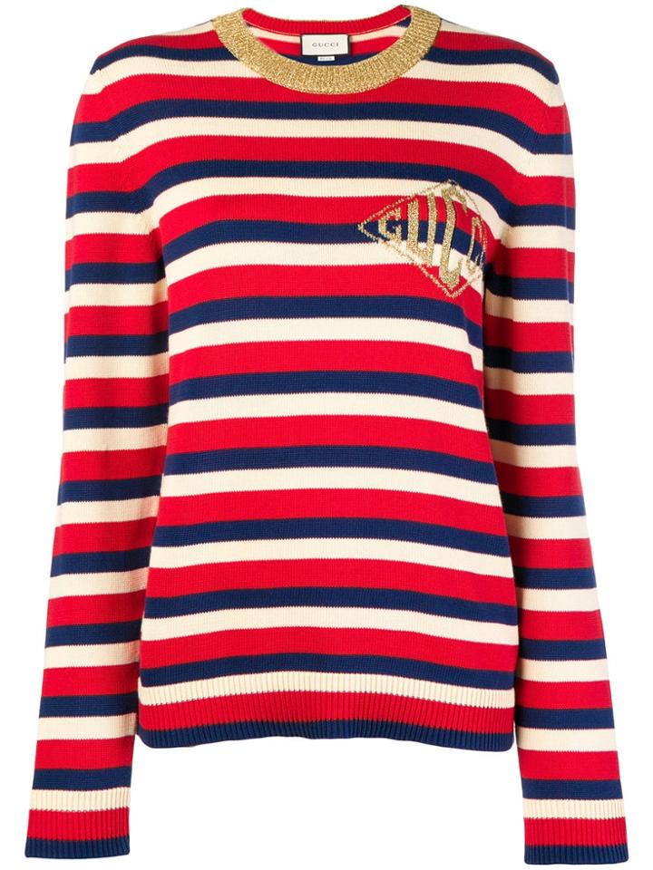 Gucci Striped Logo Embroidered Jumper