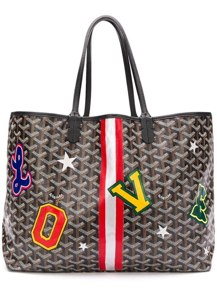 Goyard Vintage Patches Print Tote Bag - Black