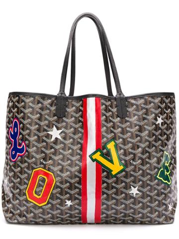 Goyard Vintage Patches Print Tote Bag - Black