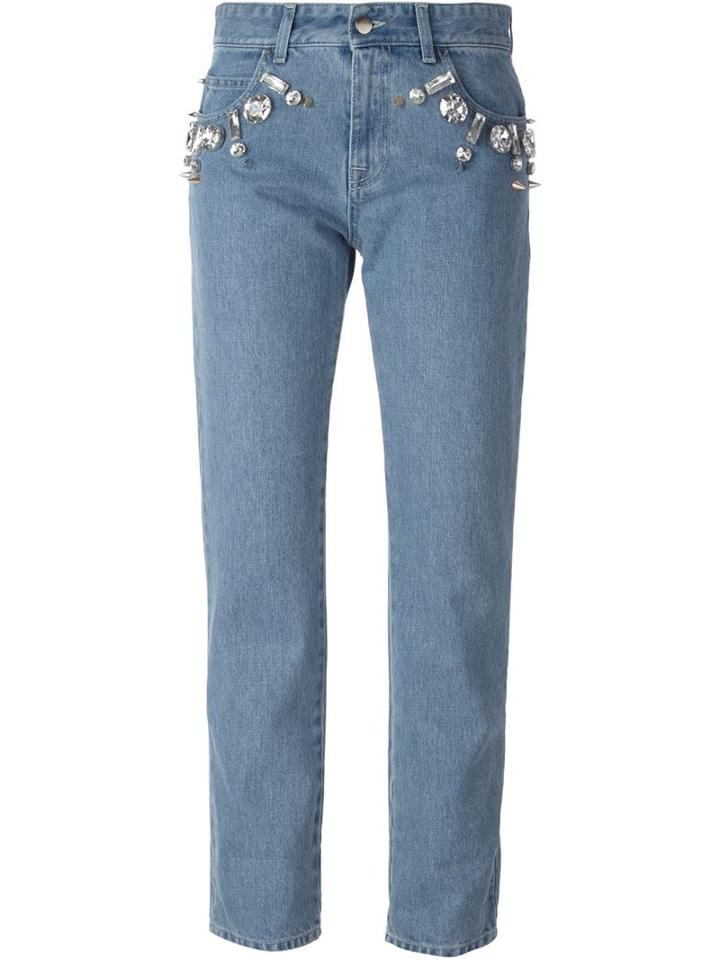 Emanuel Ungaro Crystal Embellished Jeans, Women's, Size: 42, Blue, Cotton