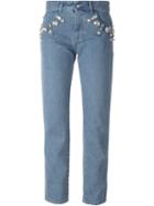 Emanuel Ungaro Crystal Embellished Jeans, Women's, Size: 42, Blue, Cotton