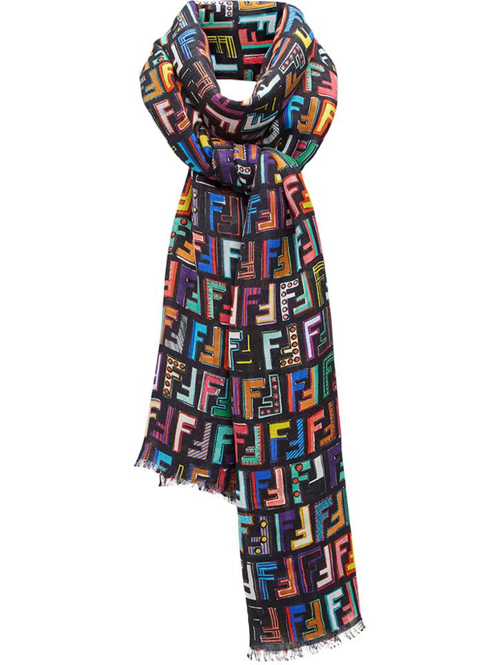 Fendi Fun Fair Maxi Stole Scarf - Black