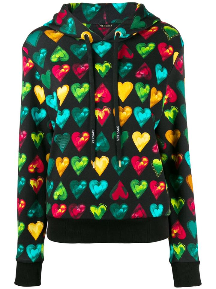 Versace Love Versace Print Hooded Sweater - Black