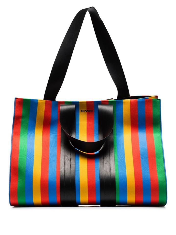 Sunnei Multicoloured Classic Oversized Shoulder Strap Tote - Blue