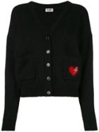 Saint Laurent Heart Embroidered Patch Cardigan - Black