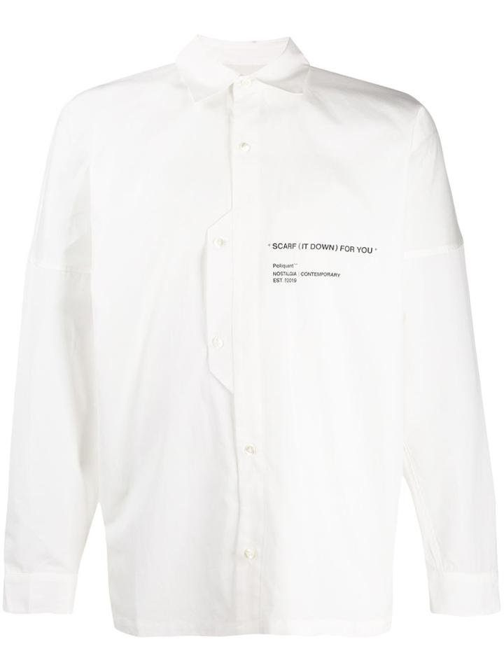 Poliquant Slogan Print Shirt - White