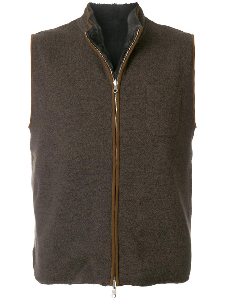 N.peal Reversible Cashmere Gilet - Brown