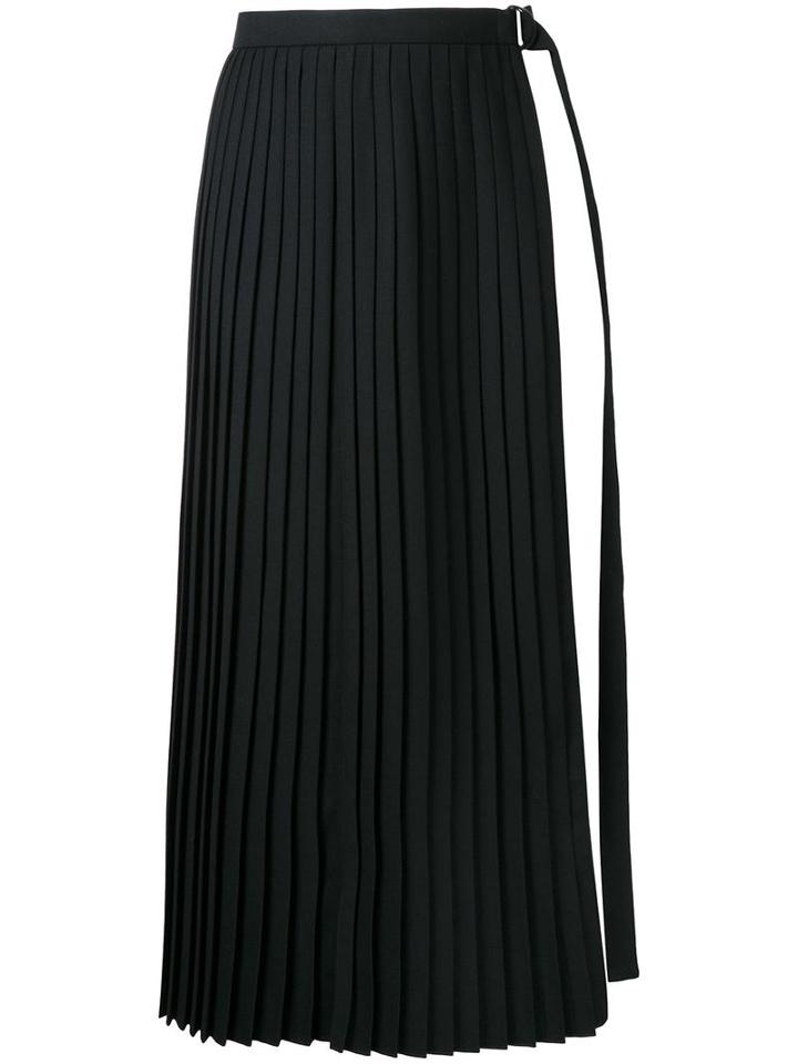 Taro Horiuchi Slit Pleated Apron Skirt, Women's, Black, Wool/polyester