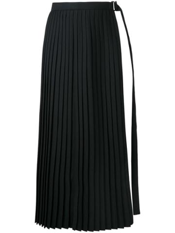 Taro Horiuchi Slit Pleated Apron Skirt, Women's, Black, Wool/polyester