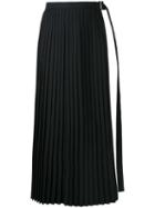 Taro Horiuchi Slit Pleated Apron Skirt, Women's, Black, Wool/polyester