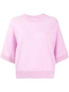 Closed 3/4 Sleeve Knitted Top - Pink