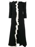 Tata Naka Off-shoulder Jagged Edge Dress, Women's, Size: 8, Black, Wool/bemberg