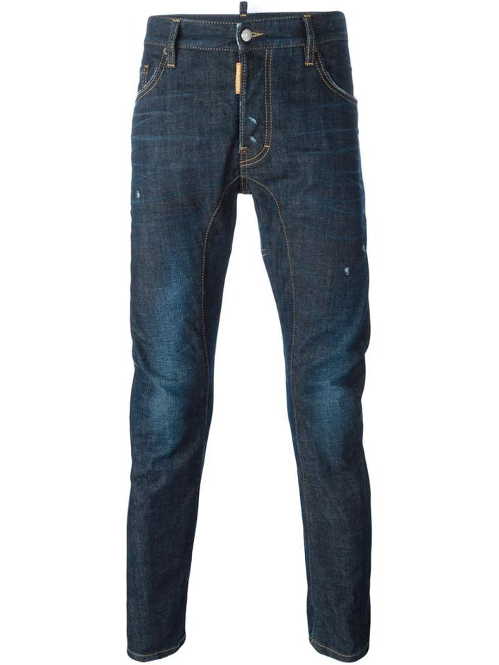 Dsquared2 Tidy Biker Jeans, Men's, Size: 44, Blue, Cotton/spandex/elastane/polyester/leather
