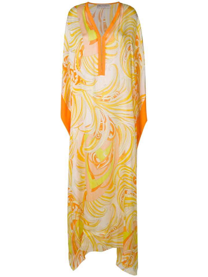 Emilio Pucci Printed Maxi Kaftan Dress - Yellow & Orange