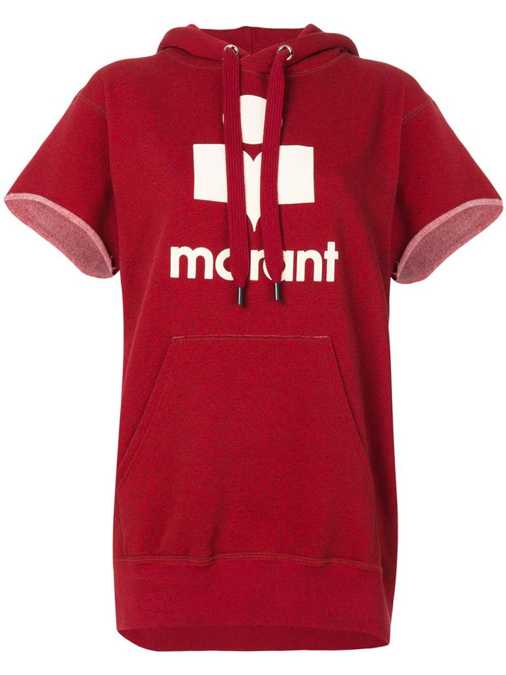 Isabel Marant Étoile - Short Sleeve Logo Hoodie - Women - Cotton/polyester - 36, Red, Cotton/polyester