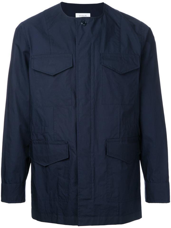 En Route - Multi-pockets Collarless Jacket - Men - Cotton - 2, Blue, Cotton