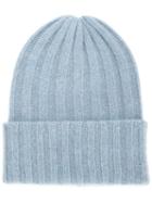 The Elder Statesman Cashmere Ribbed Knit Hat, Women's, Blue, Cashmere