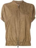 Desa Collection Origano Bomber Jacket, Women's, Size: 40, Brown, Cotton/suede
