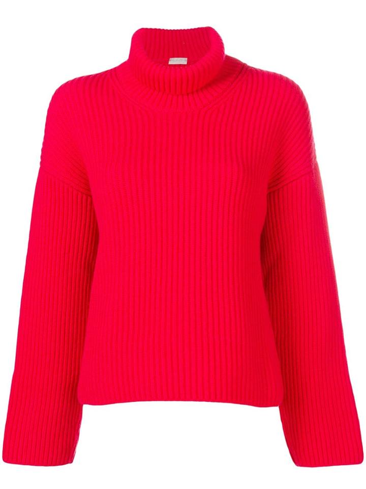 Mrz Ribbed Knit Roll Neck Sweater - Red