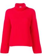 Mrz Ribbed Knit Roll Neck Sweater - Red