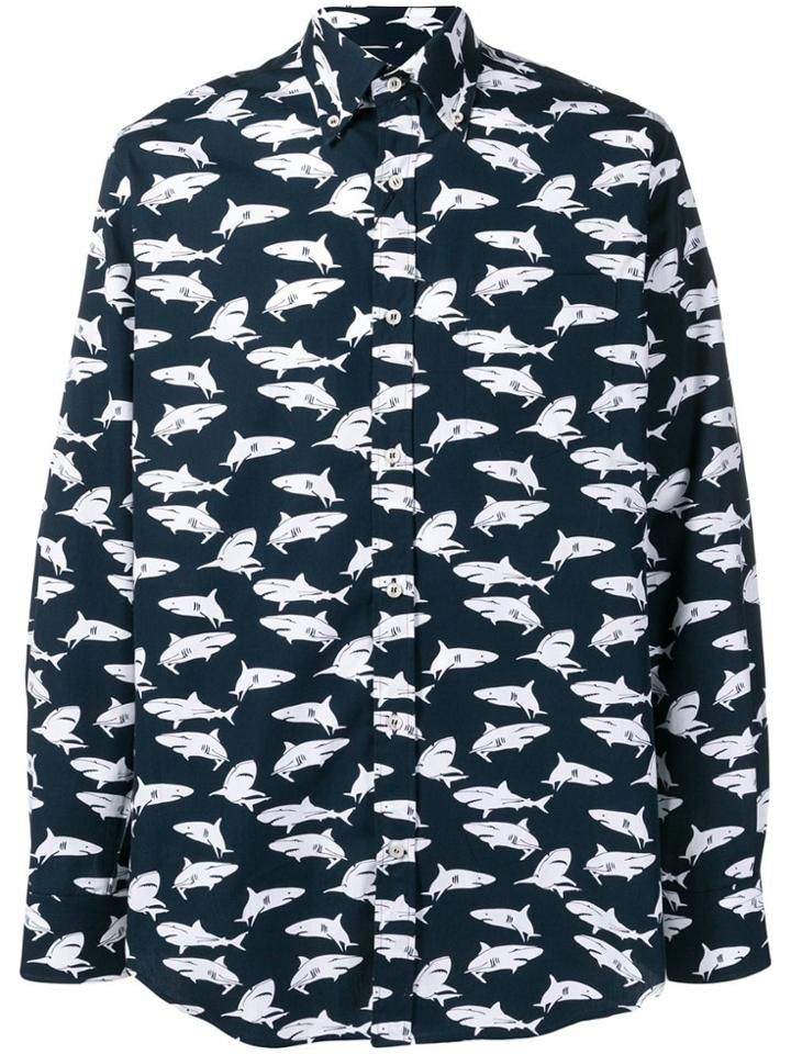 Paul & Shark Shark Print Shirt - Blue