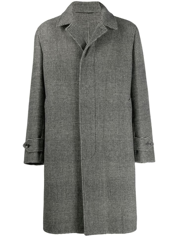 Caruso Houndstooth Midi Coat - Black
