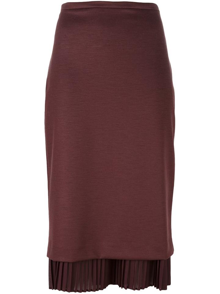 Max Mara Pleat Hem Skirt, Women's, Size: 46, Pink/purple, Polyamide/polyester/spandex/elastane/virgin Wool