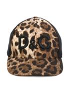 Dolce & Gabbana Leopard Print Logo Cap - Black