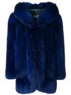Christian Dior Vintage Oversized Fur Coat - Blue