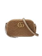 Gucci Gg Marmont Velvet Small Shoulder Bag - Brown