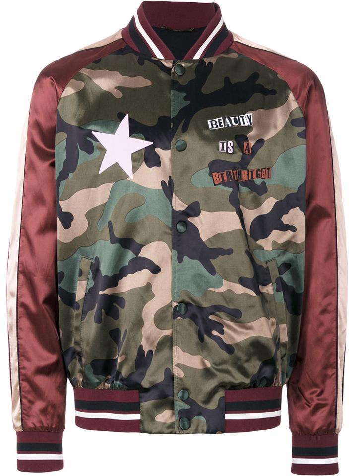 Valentino Camouflage Satin Bomber - Multicolour