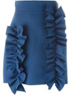 Msgm Ruffle Skirt, Women's, Size: 40, Blue, Polyester/spandex/elastane/viscose