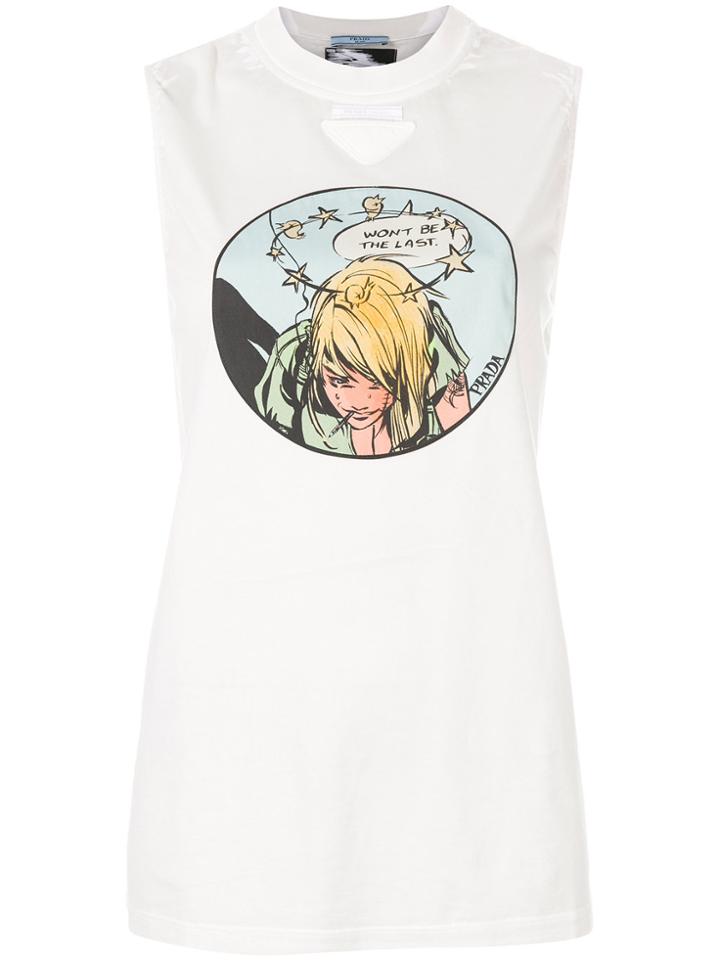 Prada Graphic Print Vest Top - Nude & Neutrals