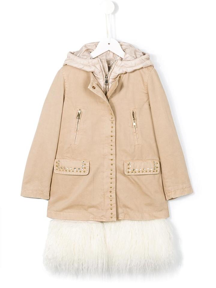 Ermanno Scervino Junior Internal Layered Coat, Girl's, Size: 12 Yrs, Nude/neutrals