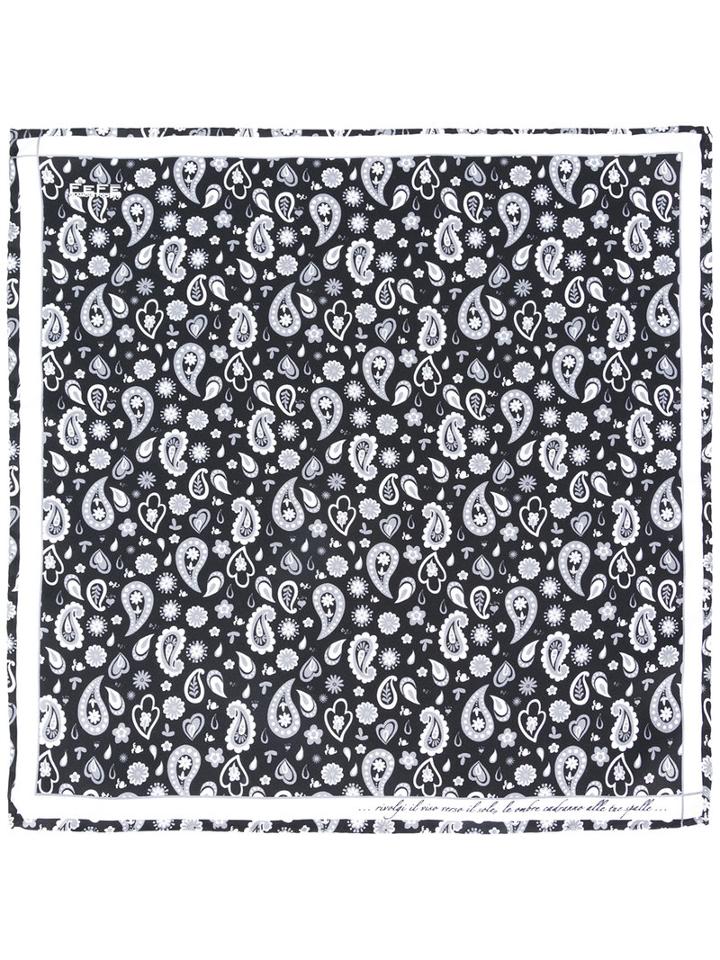 Fefè Paisley Print Pocket Square, Adult Unisex, Black, Silk