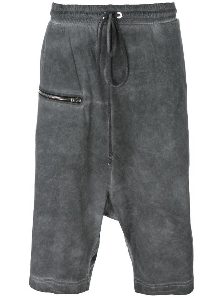 Lost & Found Rooms Zipped Shorts, Men's, Size: Large, Grey, Cotton/spandex/elastane