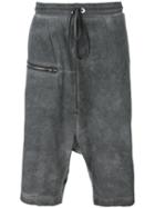 Lost & Found Rooms Zipped Shorts, Men's, Size: Large, Grey, Cotton/spandex/elastane